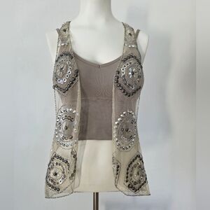 Anthropologie Beaded Sheer Mesh Vest – Size Small